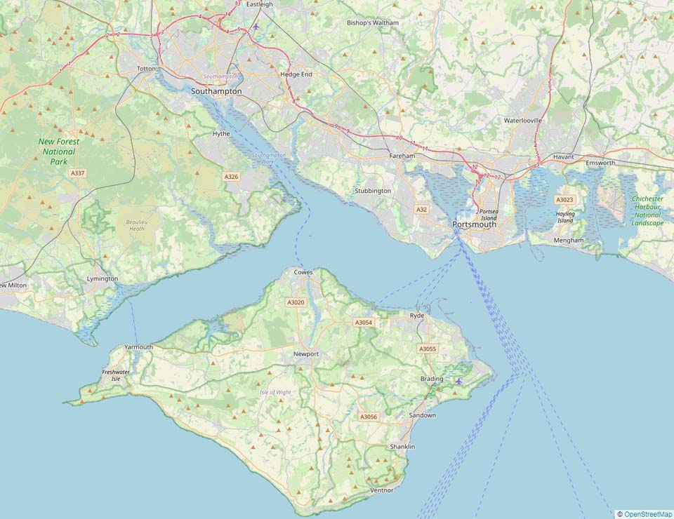Road map Southampton Portsmouth